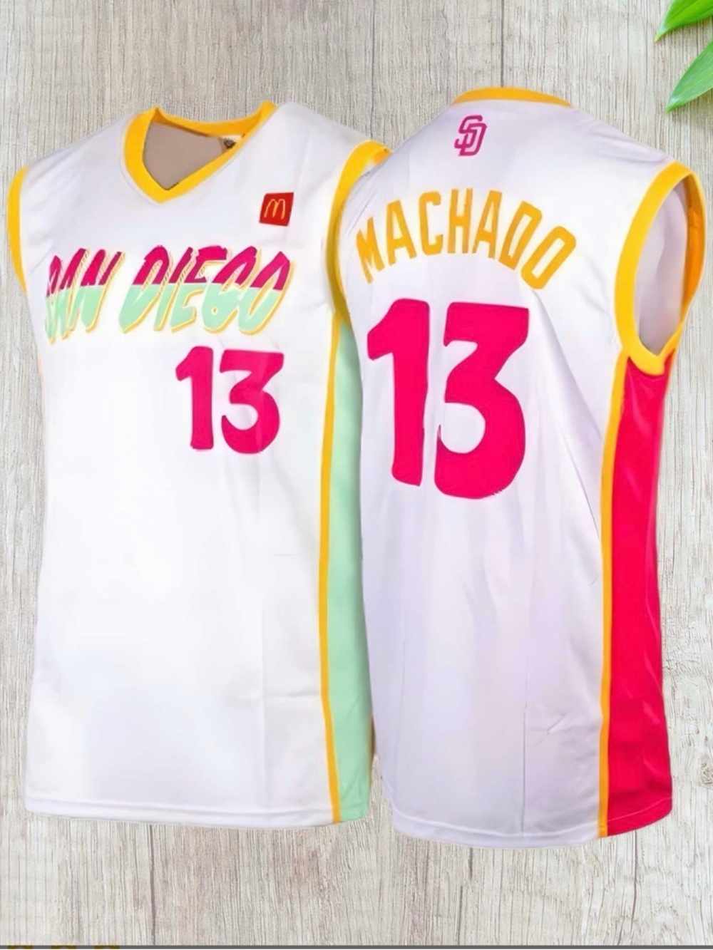 San Diego Machado #13 White & Pink Men's Jersey